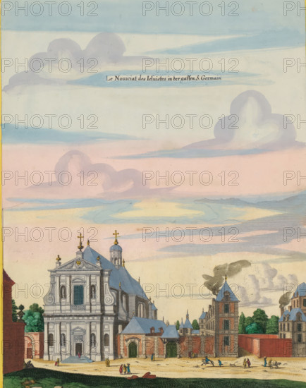 View of a Jesuit church on the rue Pot-de-Fer in Paris, Le Noviciat des Jesuistes in der Gassen S.