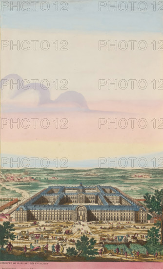 View of the Hôtel des Invalides in Paris, L'Hostel de Mars dit les Invalides, print, album page,
