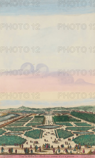View of the gardens of the Palais des Tuileries in Paris, View of the Garden of the Tuileries as it
