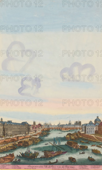 View of the Seine and Île de la Cité from Pont Rouge, Perspective de la Ville de Paris veüe du Pont