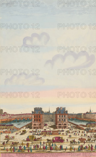 View of Place Dauphine in Paris, La Place Dauphine, print, album page, View of Place Dauphine in