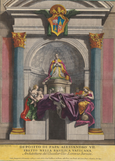 Tomb of Pope Alexander VII, Deposito di papa Alessandro VII eretto nella Basilica Vaticana, print,