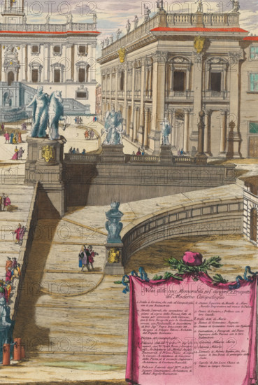 Disegno e prospetto del Romano Campidoglio modern, Stairs to Piazza del Campidoglio in Rome, print,