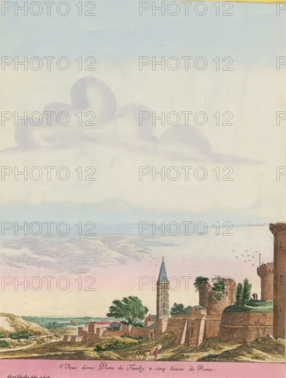 View of a Tivoli Gate five miles from Rome, City Gate near Tivoli, Views of Italy, print, album
