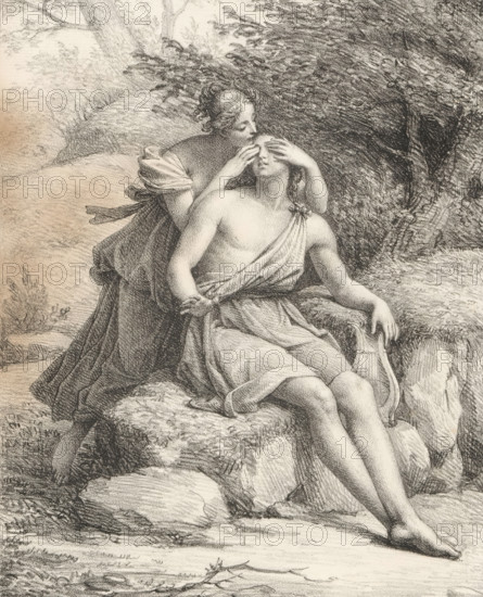 Orpheus and Eurydice, Series of lithographs, Receuil de dessins sur pierre, print, album page,
