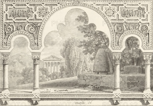 Landscape with a temple, Album litographique, Receuil de dessins sur pierre, Series of lithographs,