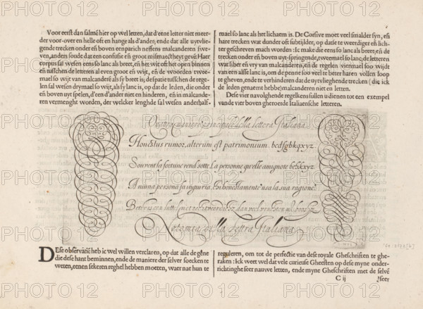 Beschrijvinghe vande Italiaensche Letter, Beschrijving van de Italiaanse letter (vervolg) en een