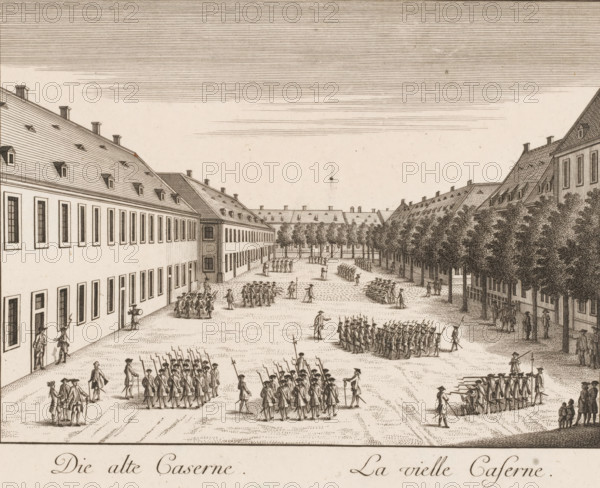 Die alte Caserne, Lavielle caserne, View of the old barracks, in Mannheim, Vues de Mannheim