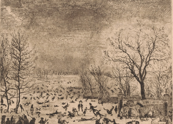 The Patinators, Skaters, print, printmaker: James Ensor, 1889, paper, etching, drypoint, intaglio
