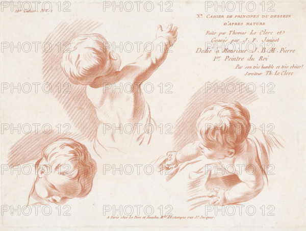 Title print with three children, Compositions with parts of the human body, Pierre-Michel Avaulez,