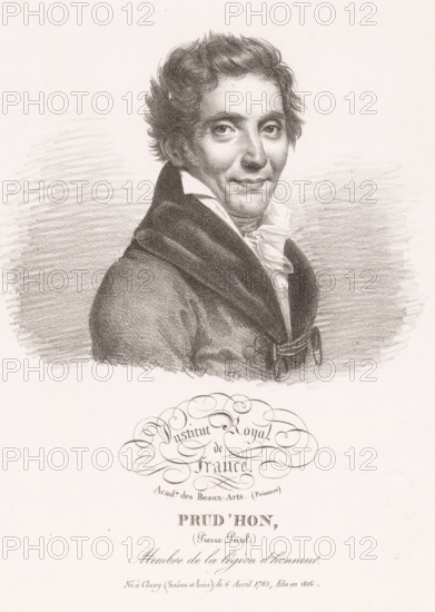 Portrait of Pierre Prud'hon, Institut Royal de France, Prud'hon, Pierre Paul, print, printmaker: