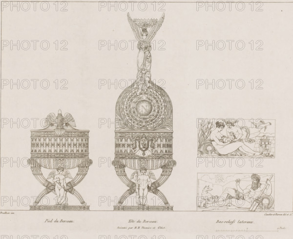 Different views of cradle, Furniture donated to Marie Louise of Austria, Description of the