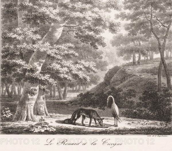 Fox and stork, Le Renard et la Cicogne, Fables choisies de La Fontaine, Fabels van Jean de La