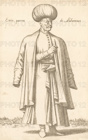 Emir, Emir parent de Mahommet, print, album page, book illustration, Print is part of an album.,
