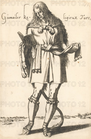Turkish cleric of the order of the Giomailers, Giomailer Religieux Turc, print, album page, book