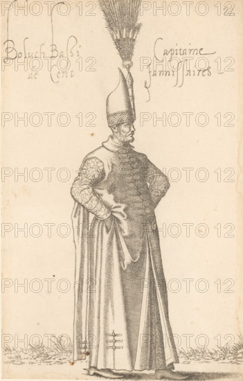 Boluch Bassi, capitaine de cent jannisaires, Captain of the janissaries, print, album page, book