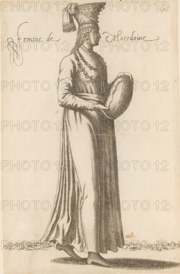 Woman from Macedonia, Femme de Macedoine, print, album page, book illustration, Print is part of an