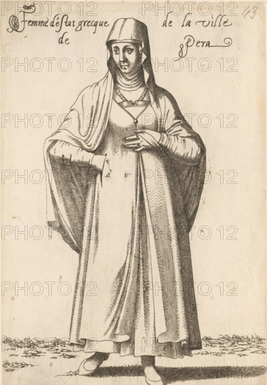 Femme d'estat grecque de la ville de Pera, Greek woman, from Pera, print, album page, book