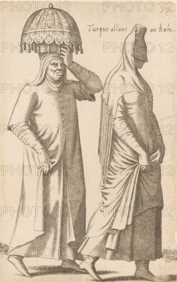 Turque allant au Bahn, Two Turkish women on their way to a seaside resort, print, album cover, book