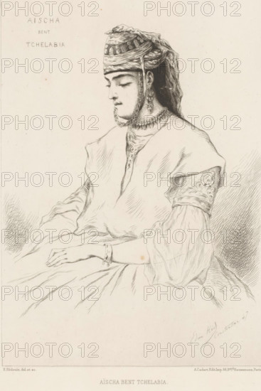 Portrait of Aïscha Bent Tchelabia, Aïscha Bent Tchelabia, French etchings from 1875, L'eau-forte en