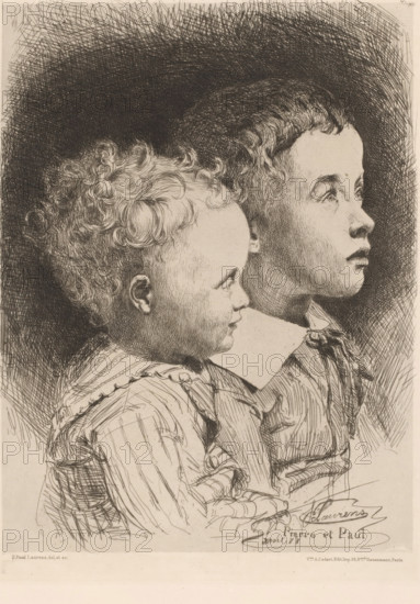 Pierre et Paul, Portrait of Jean Pierre and Paul Albert Laurens, French etchings from 1878,