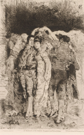 Marriage of a prince, Le mariage d'un prince, French etchings from 1880, L'eau-forte en 1880,