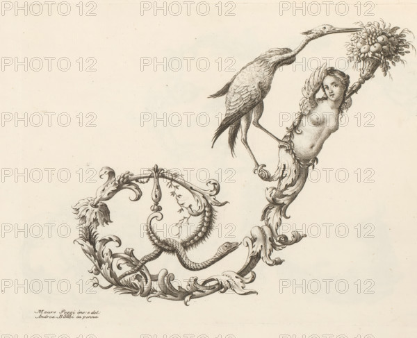 Ornamental letter I, Ornamental alphabet, Alfabeto di lettere inizial, print, album page, decorated