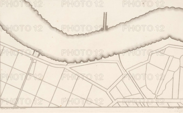 Detailed map of a river bend with the surrounding meadows, Description of a general graphometer,