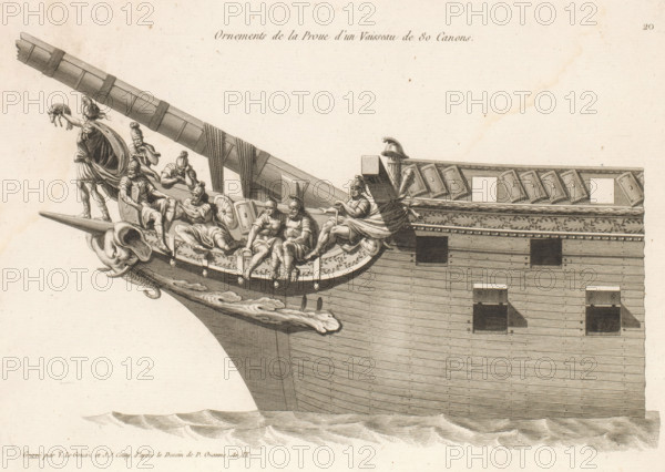 Ornements de la proue d'un vaisseau de 80 canons, Prow and figurehead of a sailing ship, Ornements