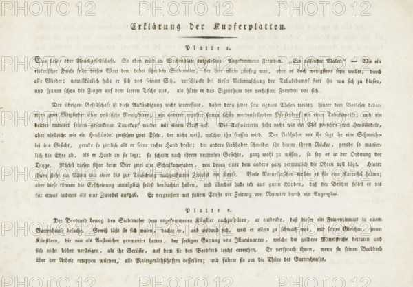 Explanation for prints 1 and 2, Adventures of a Traveling Painter, Die Abentheuer eines reisenden