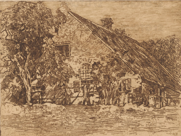 Farmhouse (original title), print, Low farmhouse among trees., printmaker: Willem de Zwart, c. 1898