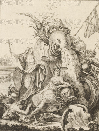 Rocaille with personifications of France and the church, Livre de Trophée, Series of trophies,