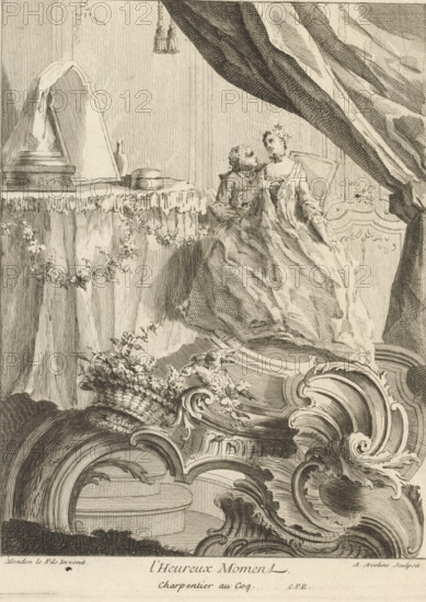 L'Heureux Moment, Rocaille with young couple, Third series of rocailles and serrated ornaments,