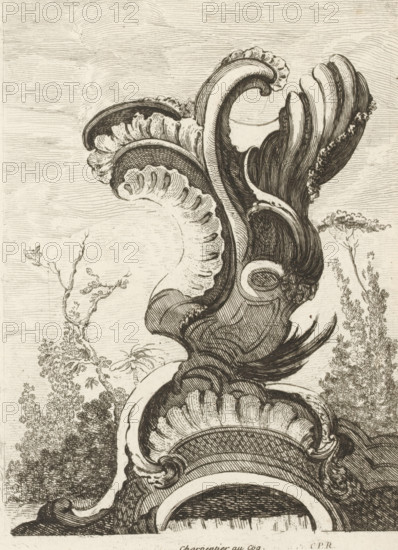 Ornamental vase with rocaille ornaments, Nouveau Livre de forme d'ornemens rocaille, et vase,