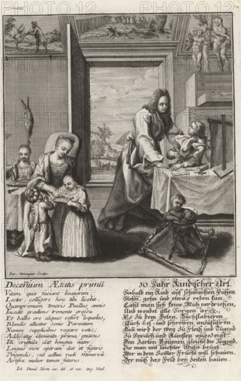 Decenium Aetatis primu, 10. Jahr Kindischer Art, Man at the age of ten, Ten ages of man, Aetatis