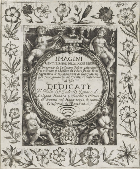 Title illustration for a series featuring the twelve sibyls, Imagini Gentilissime delle dodici