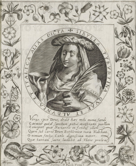 Tiburtine Sibyl, Imagini Gentilissime delle dodici Sibille, print, album page, Series number, 10,