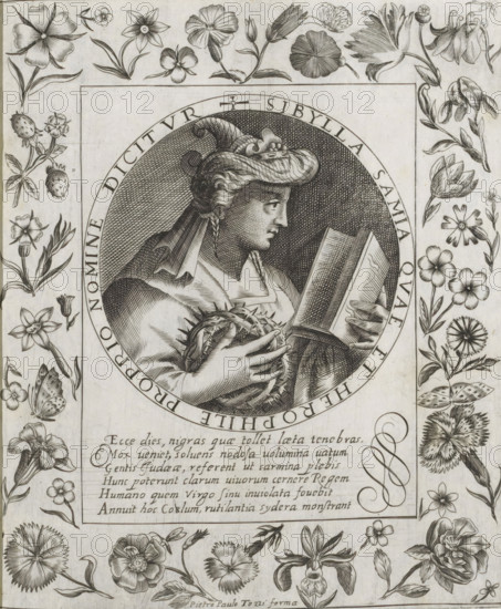 Sibyl of Samos, Imagini Gentilissime delle dodici Sibyl, print, album page, Bust of the Sibyl of