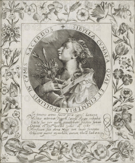 Sibyl of Cumae, Gentle Images of the Domini Sibyl, print, album page, Series number, 4, 12, Bust of