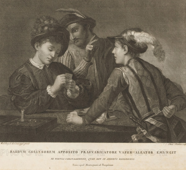 Card players, Bardum Collusorem Apposito Praevaricatore Vafer Aleator Emungit, print, album page,
