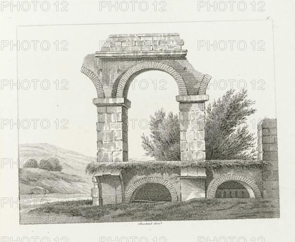 Landscape with ruins of an arch structure, Petites fabriques italiennes, Small Italian factories,