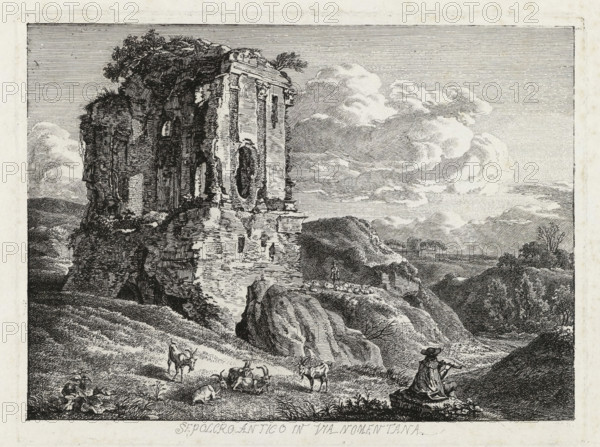 Sepolcro antico in via Nomentana, Antique tomb on the Via Nomentana, Italian landscapes with