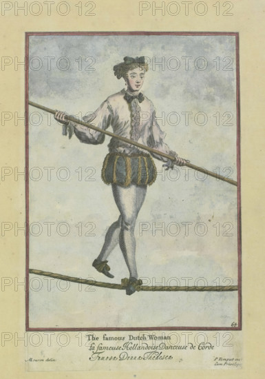 Tightrope walker, The famous Dutch Woman, costume print, photomechanical print, Europe,