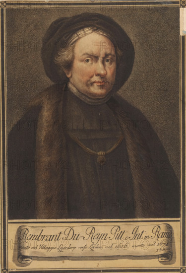 Portrait of artist Rembrandt Harmensz. van Rijn, Portraits of artists, print, book illustration,