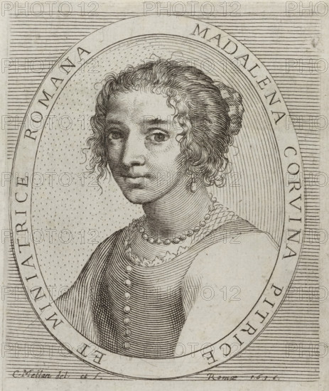 Portrait of Maddalena Corvina, print, inscription: 'V Poliano... 1930, 680', printmaker: Claude