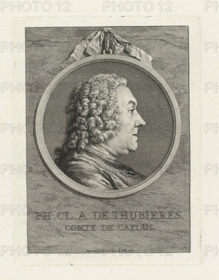 Ph. Cl. A. de Thubieres, Comte de Caylus, Portrait of Anne Claude Philippe Caylus, print, Bust to