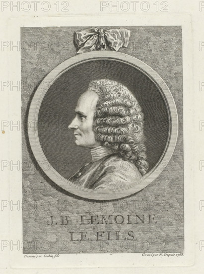 Portrait of Jean-Baptiste Lemoyne, JB Lemoine le fils., print, printmaker: Nicolas-Gabriel Dupuis,