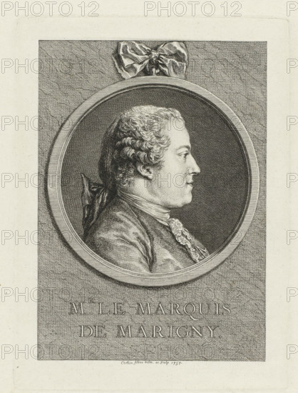 Portrait of Abel François Poisson, Mr. le marquis de Marigny., print, printmaker: Charles Nicolas