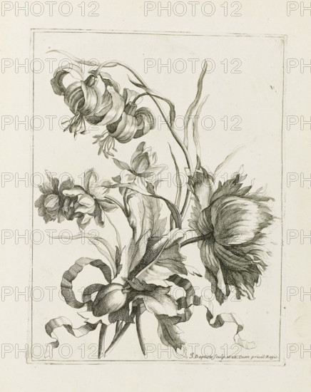 Bound bouquet, Les Petits Bouquets, print, album page, Bound bouquet. Print is part of an album.,