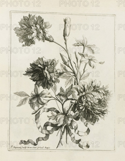 Bound bouquet, Les Petits Bouquets, print, album page, Bound bouquet. Print is part of an album.,